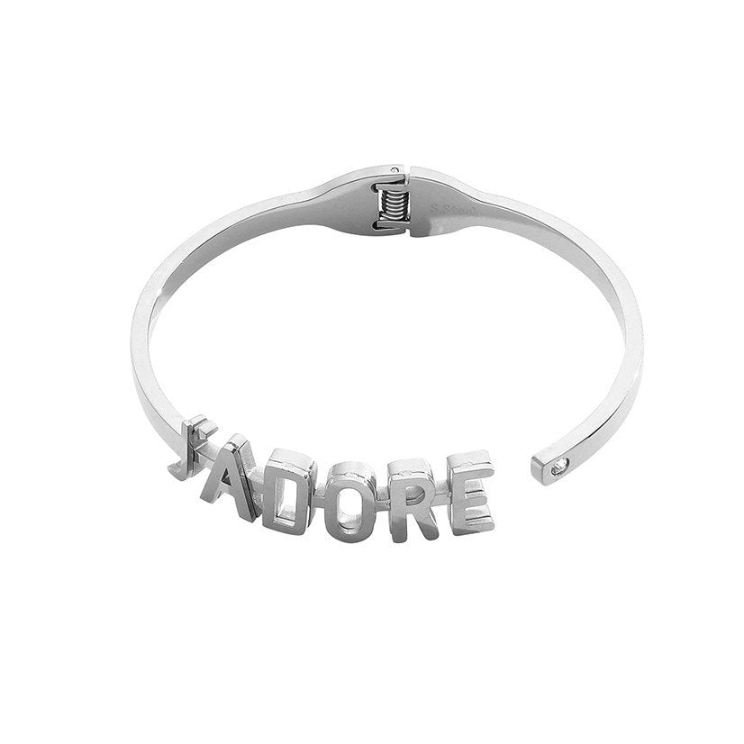 Edelstahl-Armband mit „J'ADORE“-Schriftzug